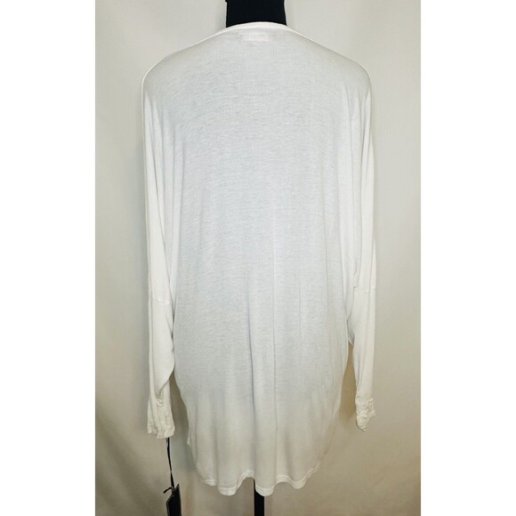 MICHAEL LAUREN Oversized White Ribbed Draped V-Neck Long Sleeve‎ Top XS NWT - Picture 3 of 8